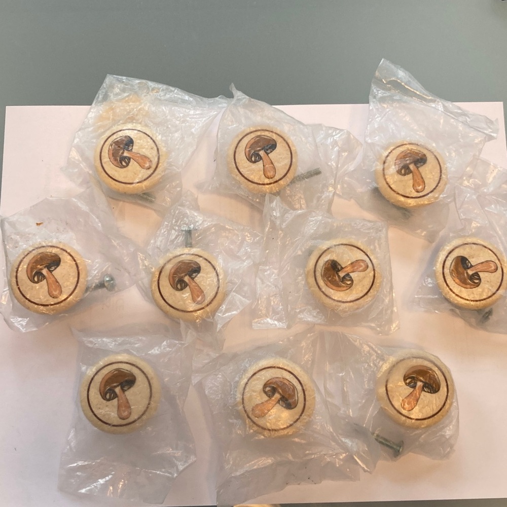 Lot of 10 vintage Kitschy Mushroom Drawer Pulls cabinet knobs whimsical boho